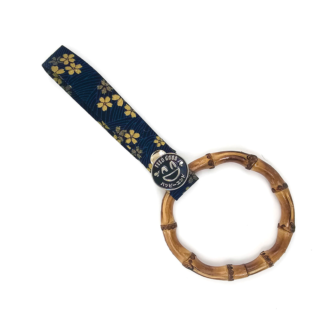 Tsurikawa - Bamboo (Blue Floral Strap)