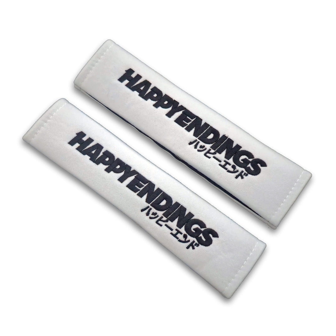Seat Belt Covers - White (Pair) - Happy Endings - Automotive & Lifestyle Brand