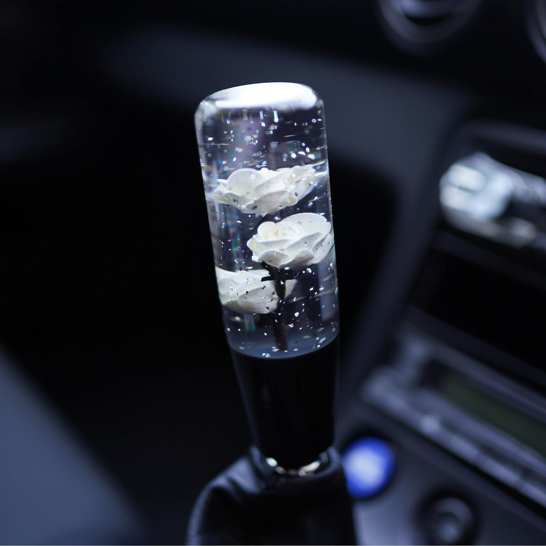 Shift Knob - Sparkling Roses (White) - Happy Endings - Automotive & Lifestyle Brand