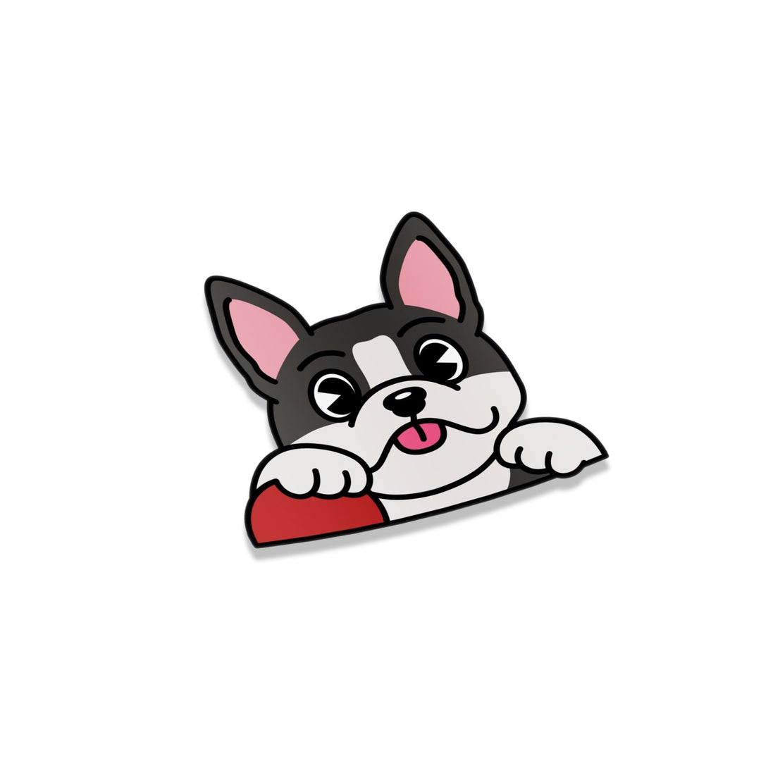 Sticker - Boston Terrier Peeker - Happy Endings - Automotive & Lifestyle Brand