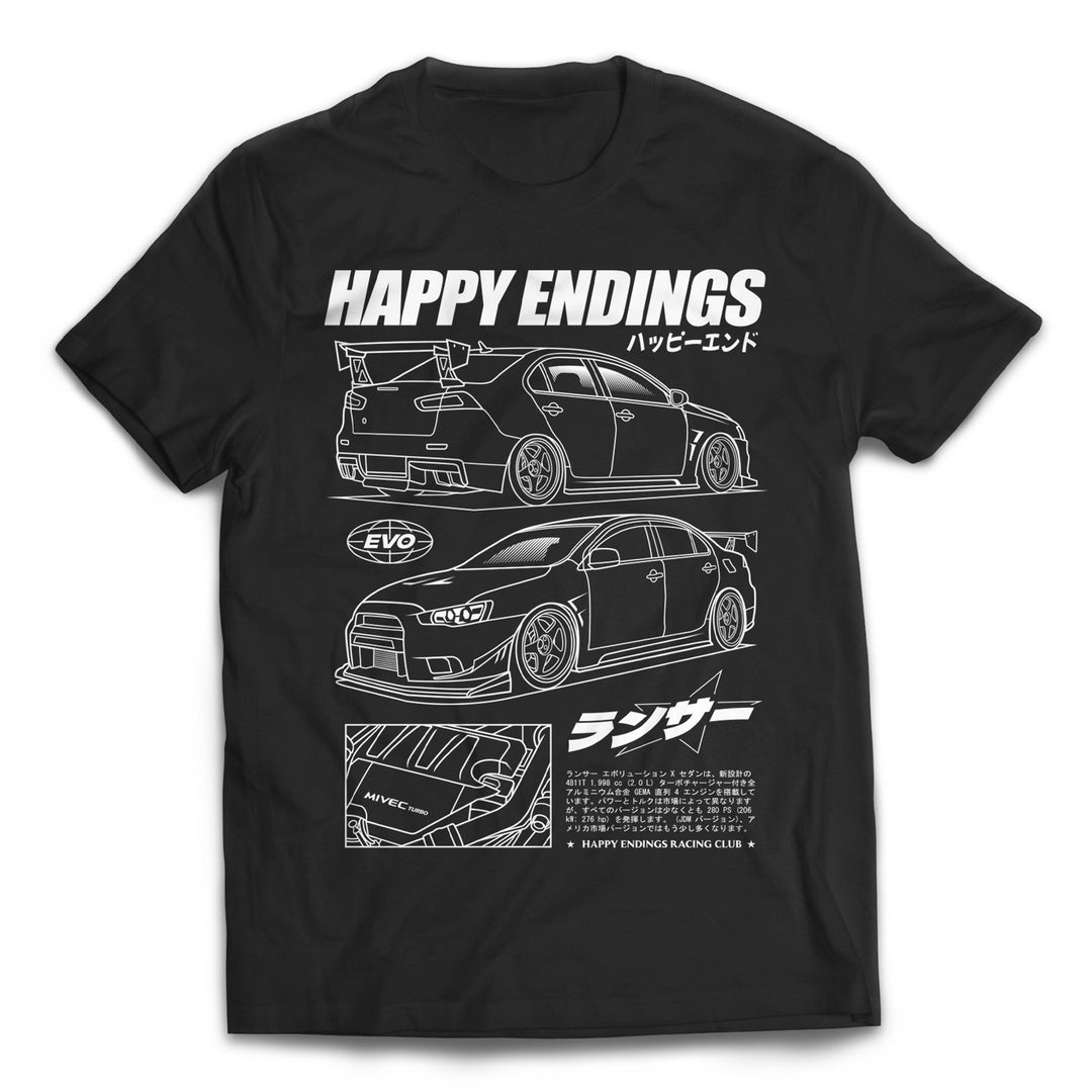 T-shirt - EVO Blueprint - Happy Endings - Automotive & Lifestyle Brand