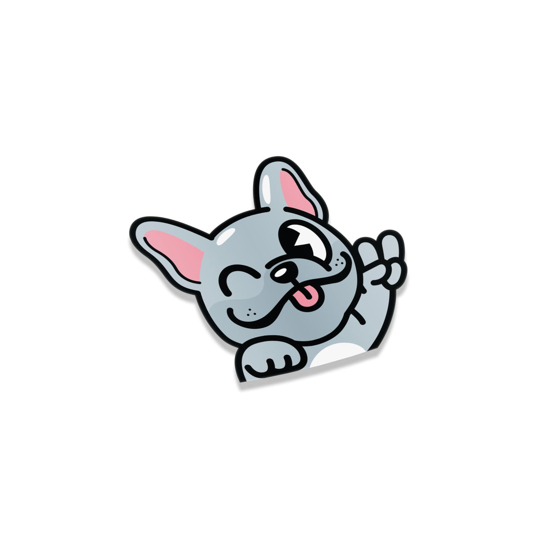 Sticker - Frenchie Peeker (Blue) - Happy Endings - Automotive & Lifestyle Brand