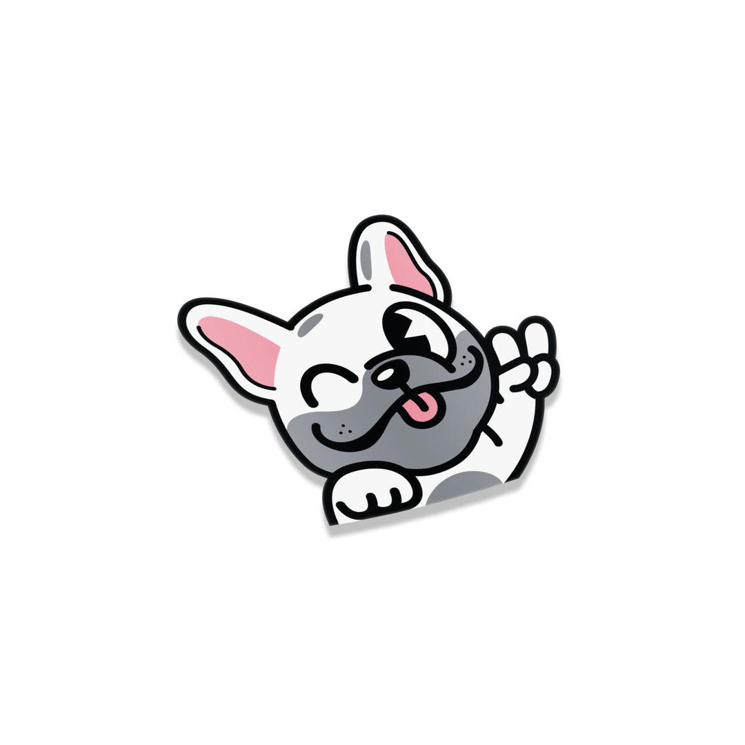 Sticker - Frenchie Peeker (White) - Happy Endings - Automotive & Lifestyle Brand