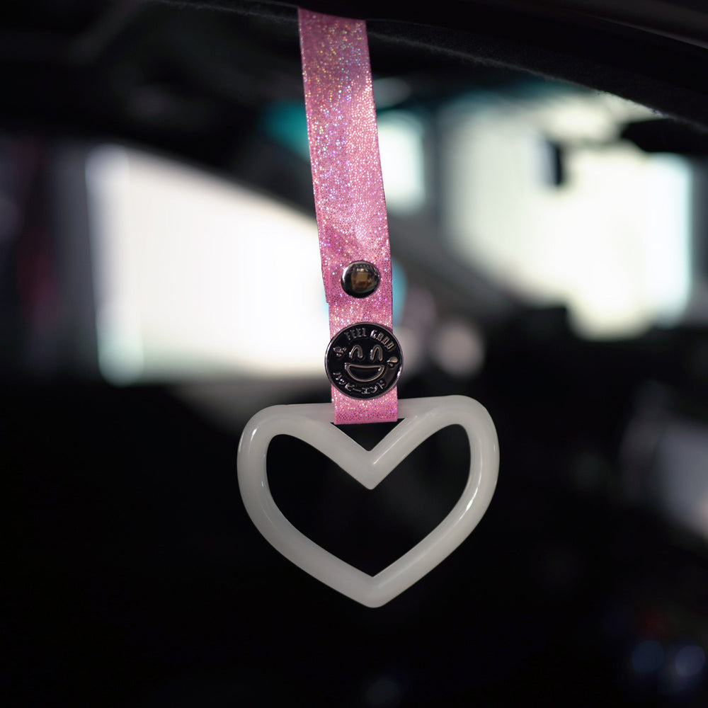 Tsurikawa - Glow in the Dark Heart (Pink Glitter Strap) - Happy Endings - Automotive & Lifestyle Brand