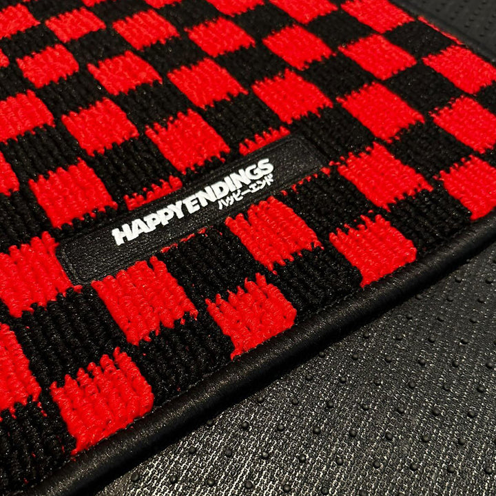 Floor Mats - Checkerboard (Red) - Happy Endings - Automotive & Lifestyle Brand