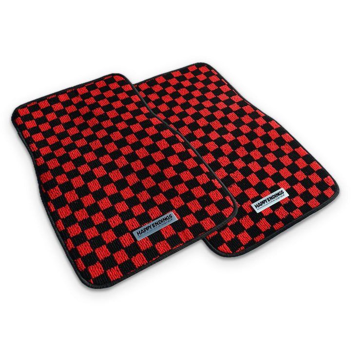 Floor Mats - Checkerboard (Red) - Happy Endings - Automotive & Lifestyle Brand