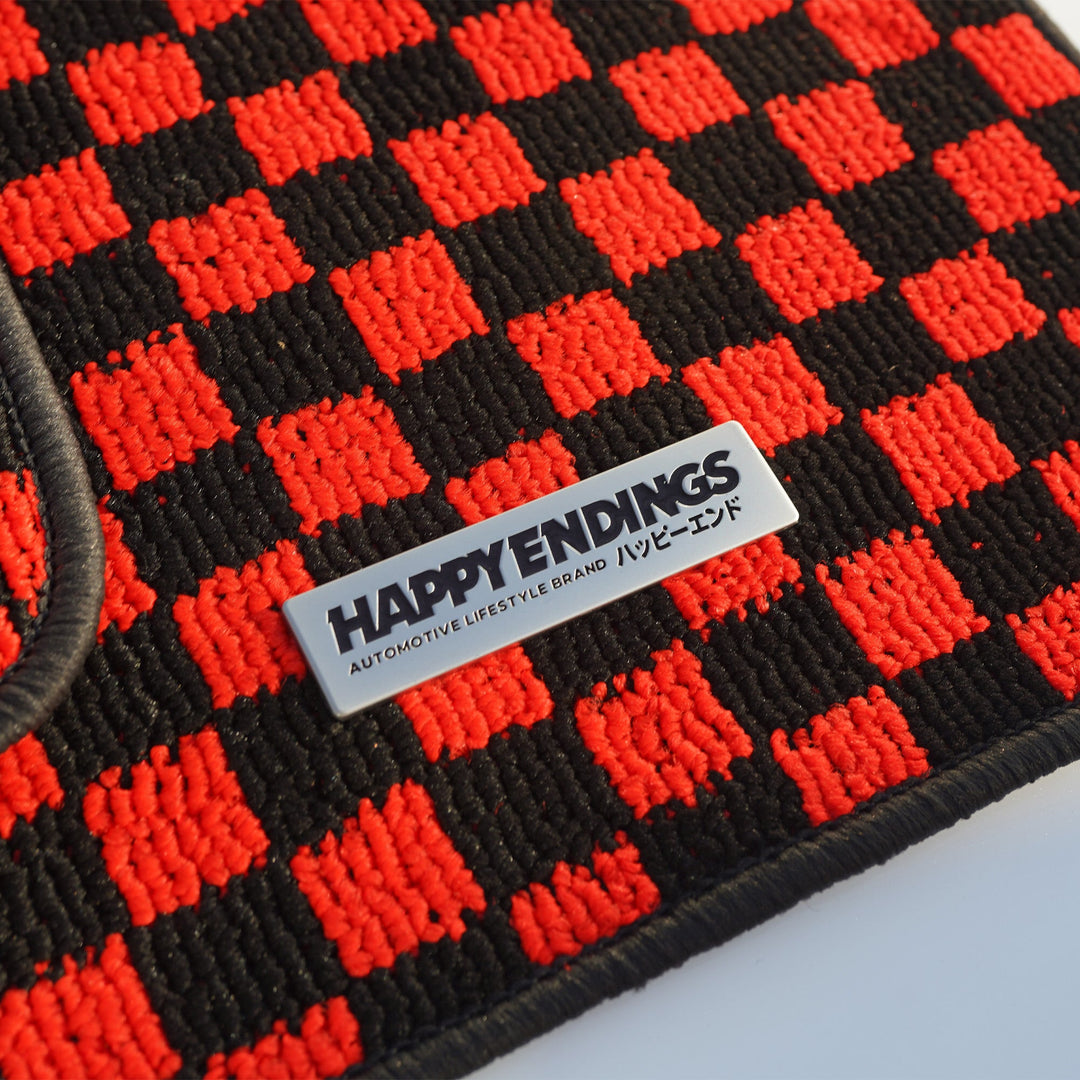 Floor Mats - Checkerboard (Red) - Happy Endings - Automotive & Lifestyle Brand