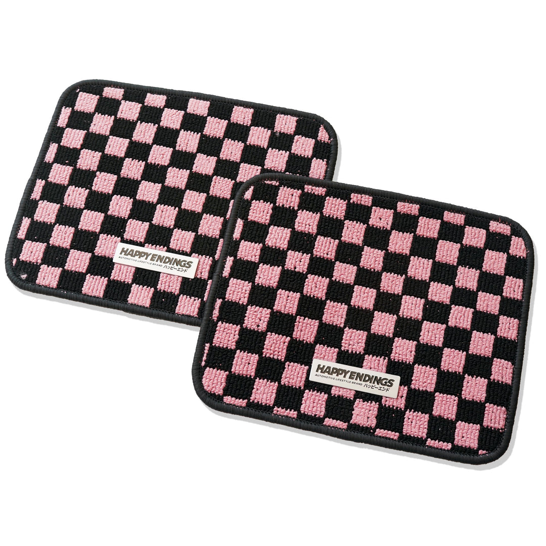 Floor Mats - Rear Seats Checkerboard (Baby Pink) - Happy Endings - Automotive & Lifestyle Brand