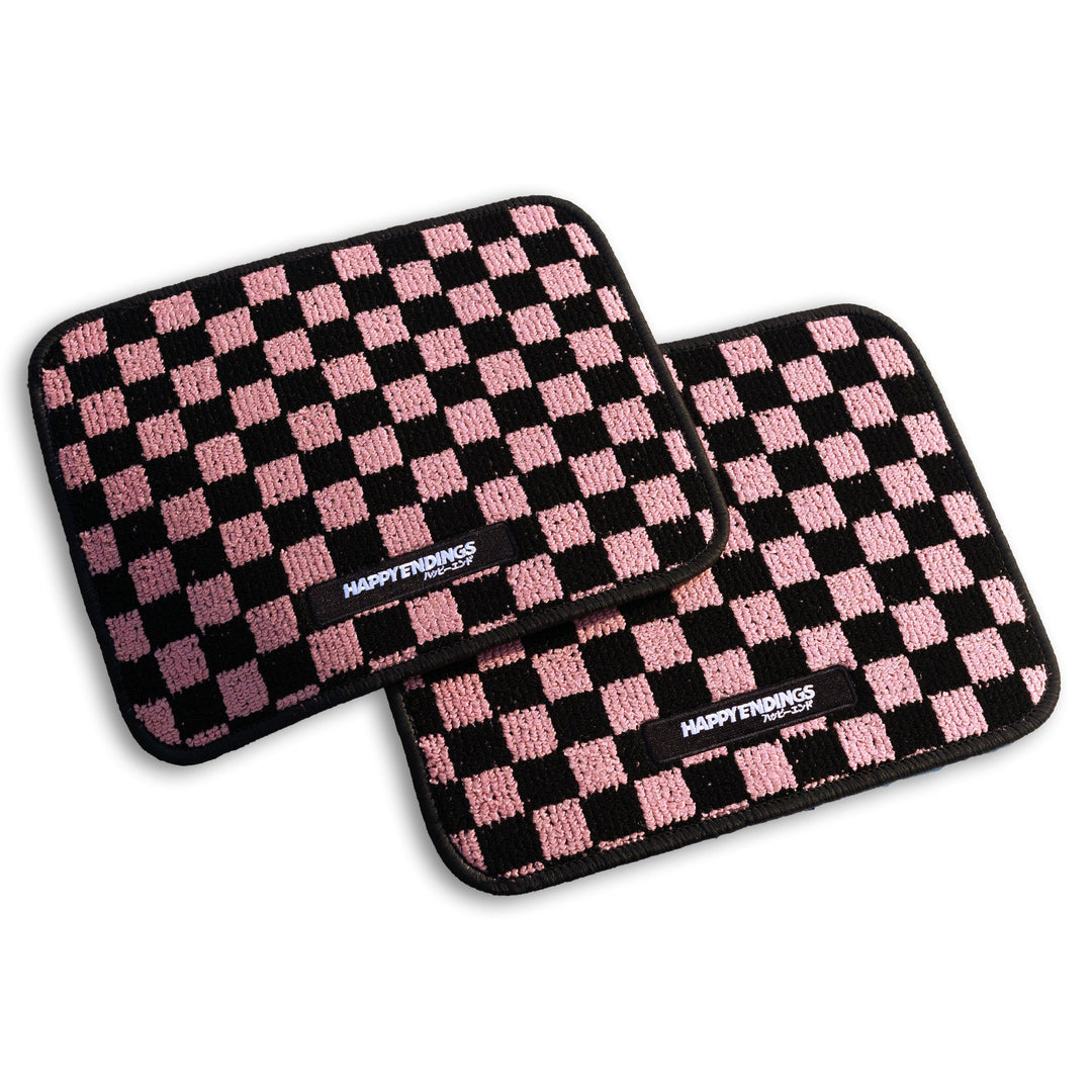 Floor Mats - Rear Seats Checkerboard (Baby Pink) - Happy Endings - Automotive & Lifestyle Brand