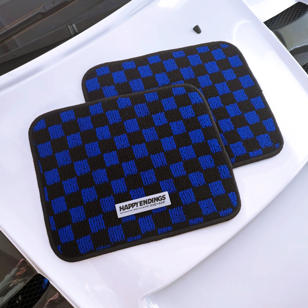 Floor Mats - Rear Seats Checkerboard (Blue) - Happy Endings - Automotive & Lifestyle Brand