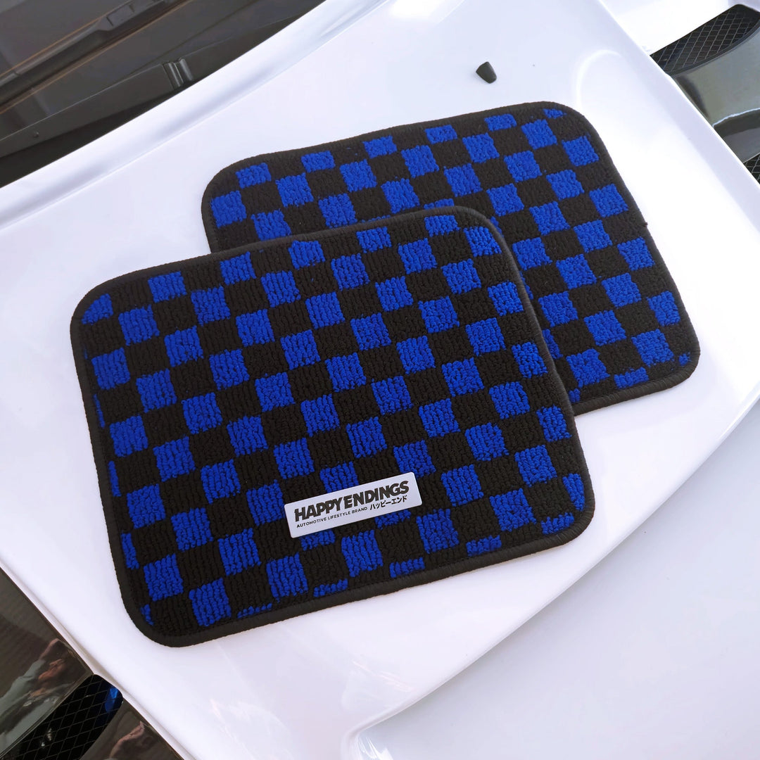 Floor Mats - Rear Seats Checkerboard (Blue) - Happy Endings - Automotive & Lifestyle Brand