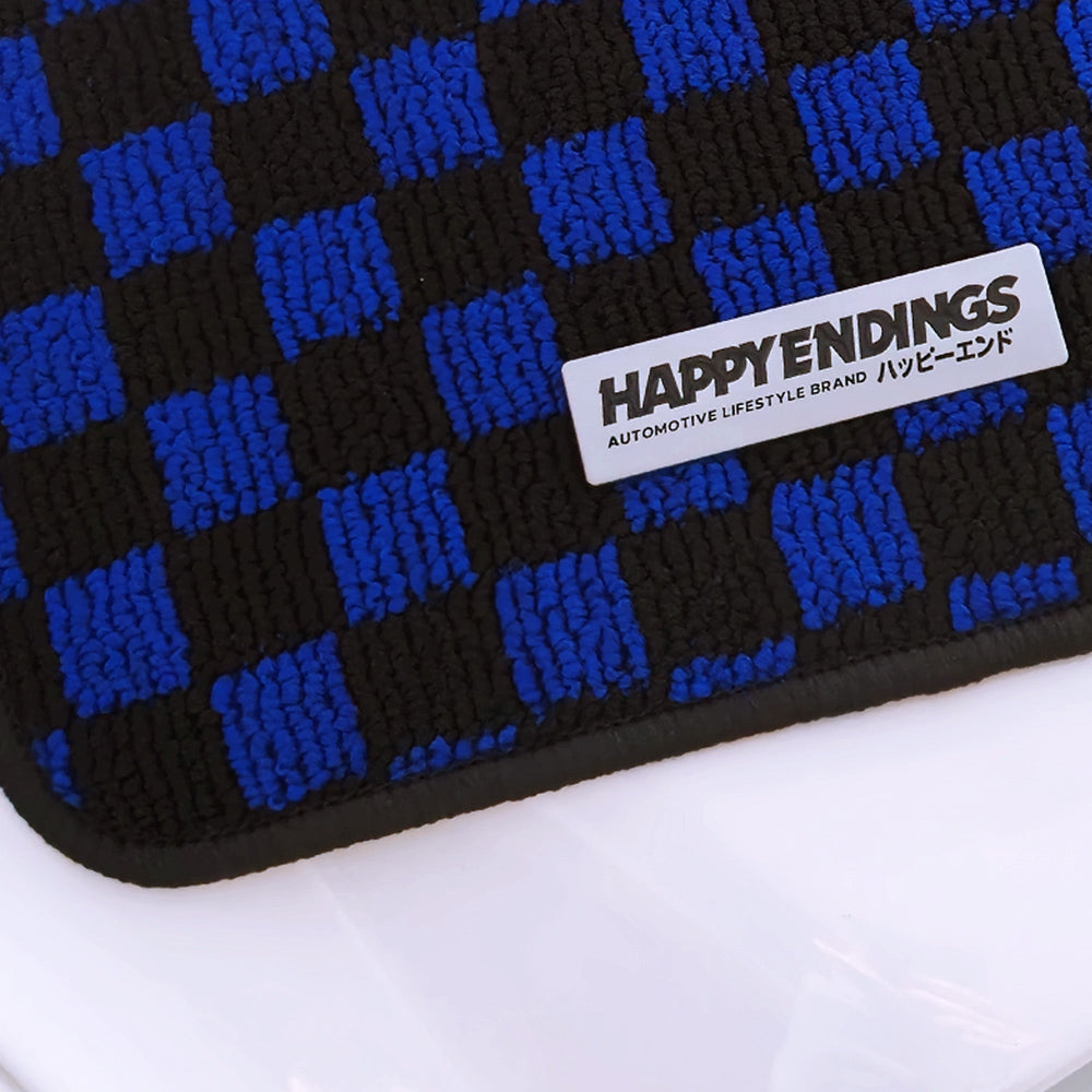 Floor Mats - Rear Seats Checkerboard (Blue) - Happy Endings - Automotive & Lifestyle Brand