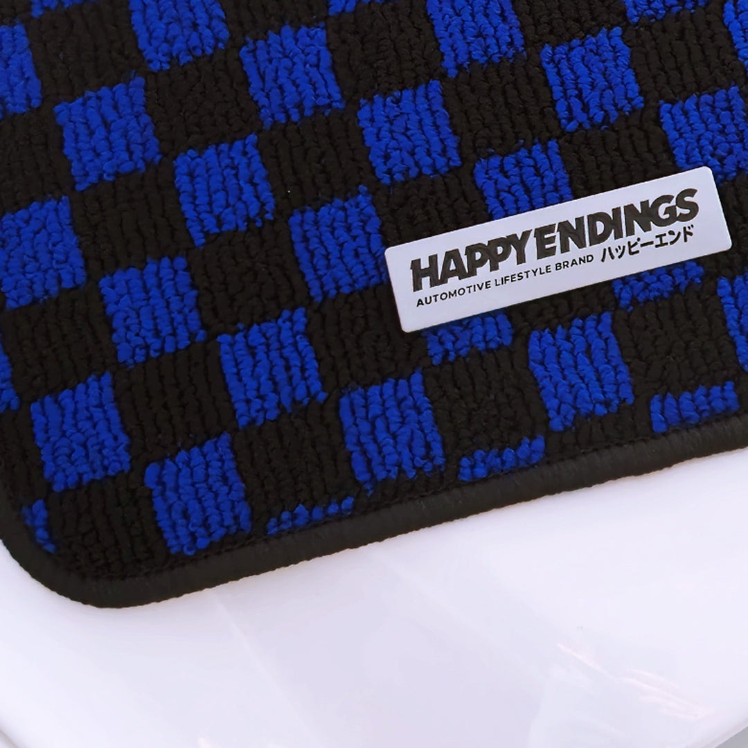 Floor Mats - Rear Seats Checkerboard (Blue) - Happy Endings - Automotive & Lifestyle Brand