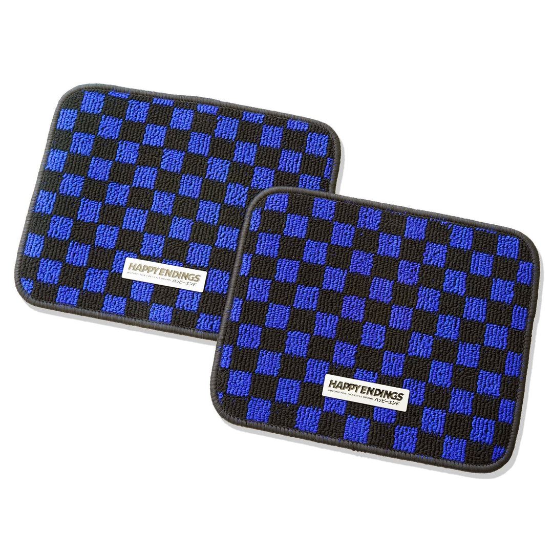 Floor Mats - Rear Seats Checkerboard (Blue) - Happy Endings - Automotive & Lifestyle Brand