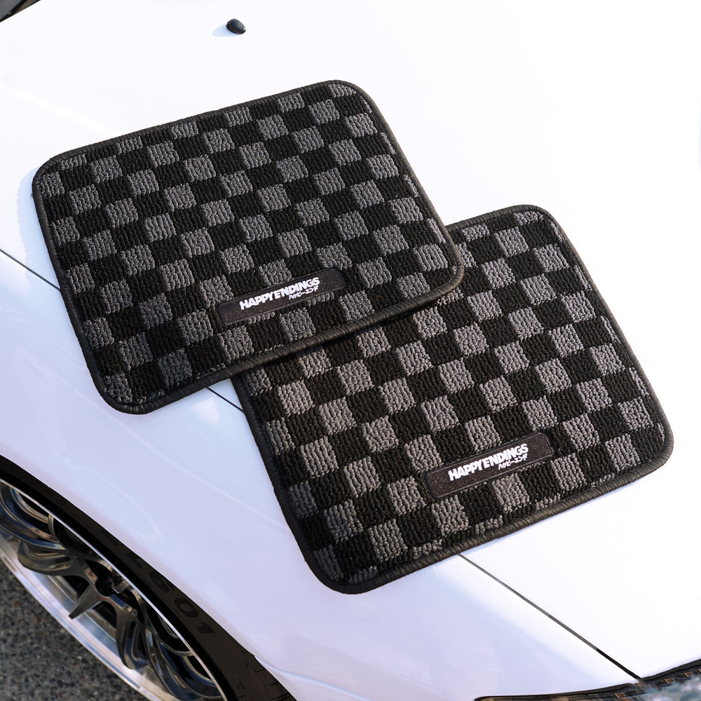Floor Mats - Rear Seats Checkerboard (Dark Grey) - Happy Endings - Automotive & Lifestyle Brand