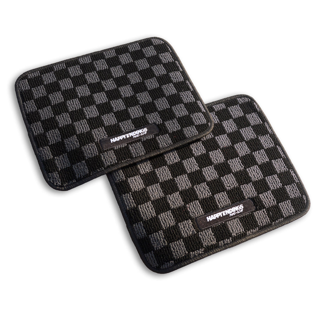 Floor Mats - Rear Seats Checkerboard (Dark Grey) - Happy Endings - Automotive & Lifestyle Brand