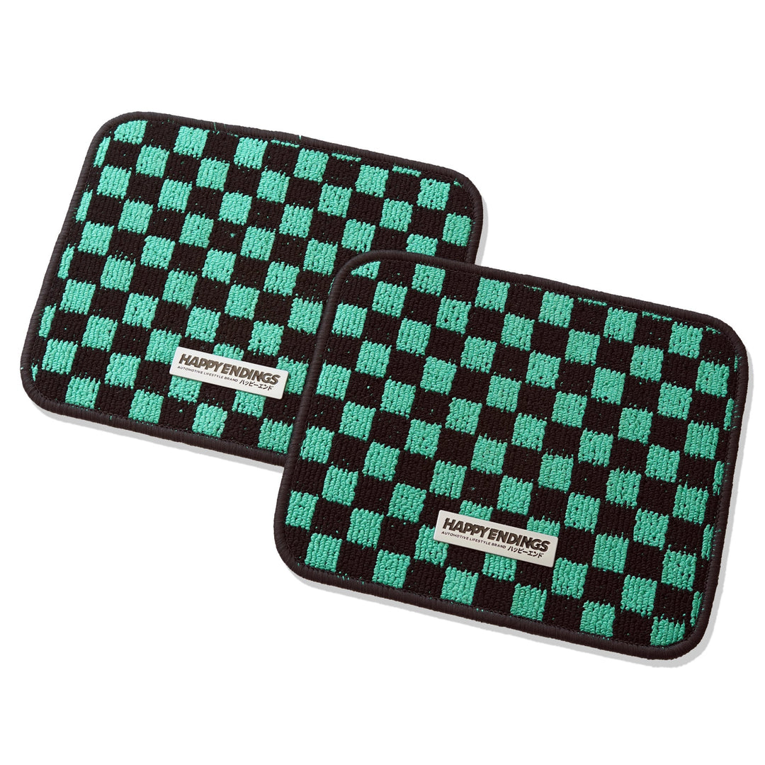 Floor Mats - Rear Seats Checkerboard (Green) - Happy Endings - Automotive & Lifestyle Brand