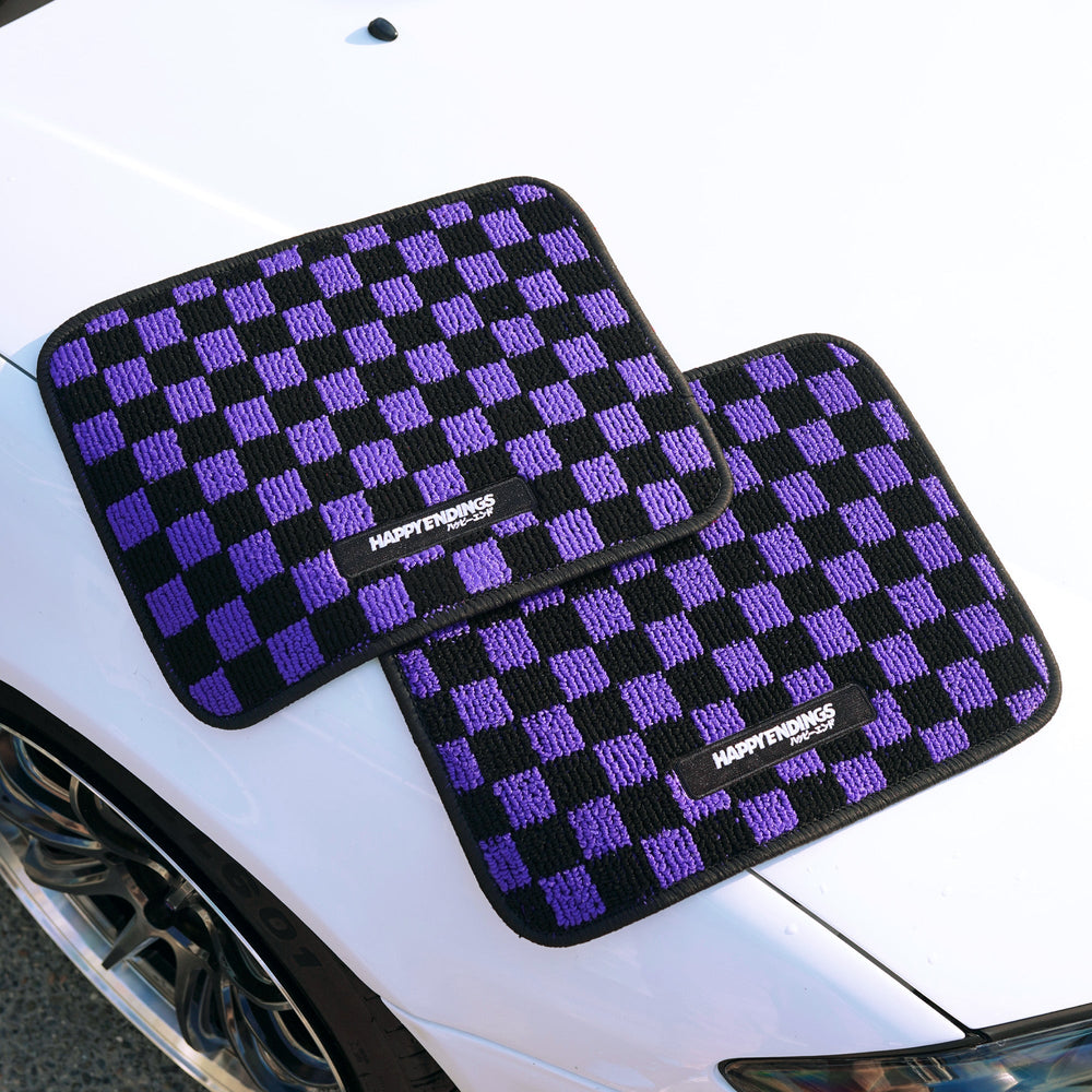 Floor Mats - Rear Seats Checkerboard (Purple) - Happy Endings - Automotive & Lifestyle Brand