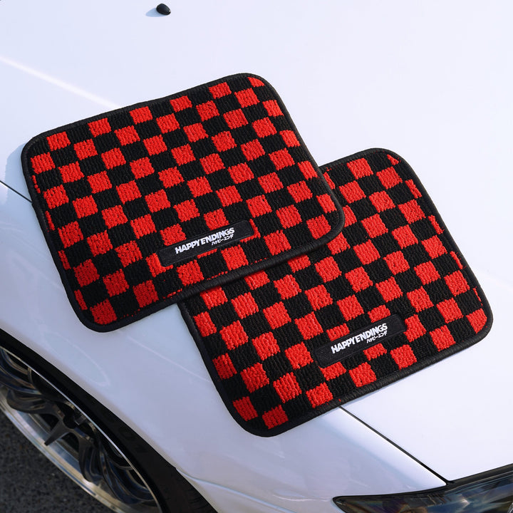 Floor Mats - Rear Seats Checkerboard (Red) - Happy Endings - Automotive & Lifestyle Brand