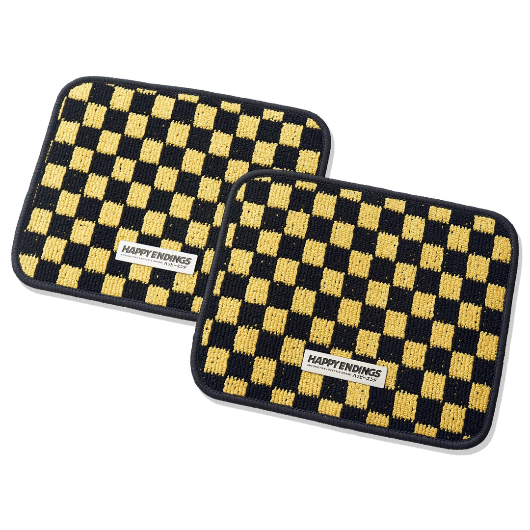 Floor Mats - Rear Seats Checkerboard (Yellow) - Happy Endings - Automotive & Lifestyle Brand