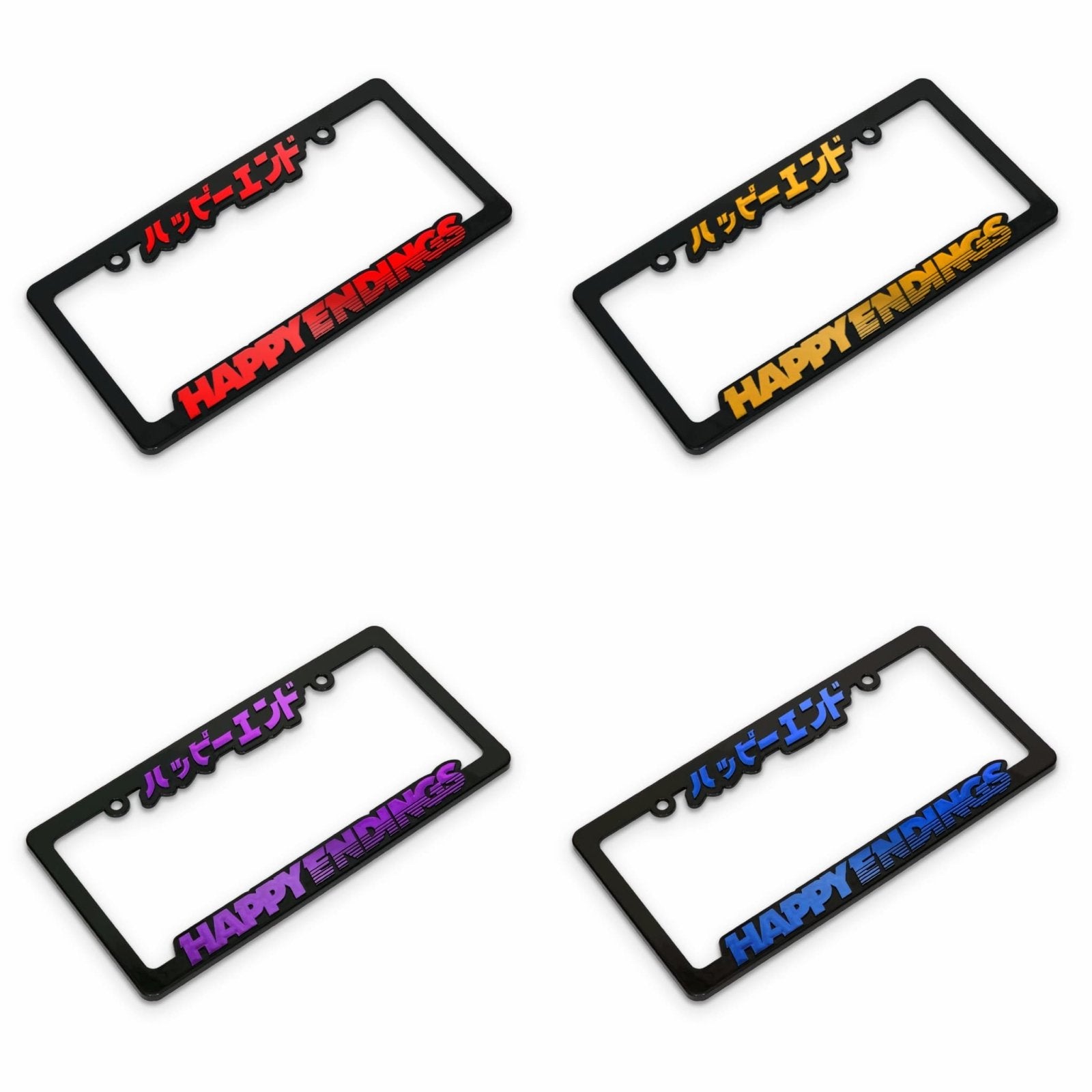 Chrome Lettering License Plate Frame (Black) | Happy Endings