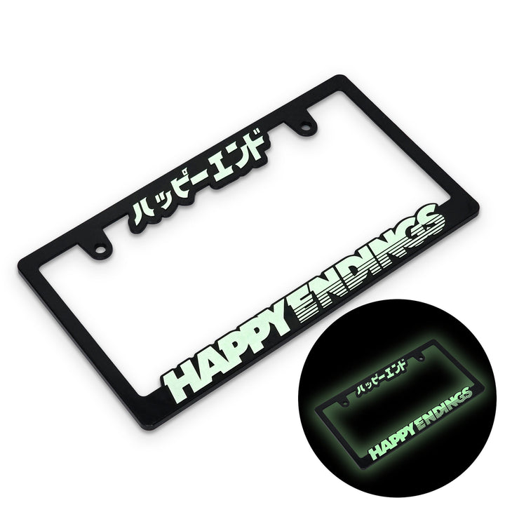 License Plate Frame - Glow in Dark Lettering (Japan Size) - Happy Endings - Automotive & Lifestyle Brand
