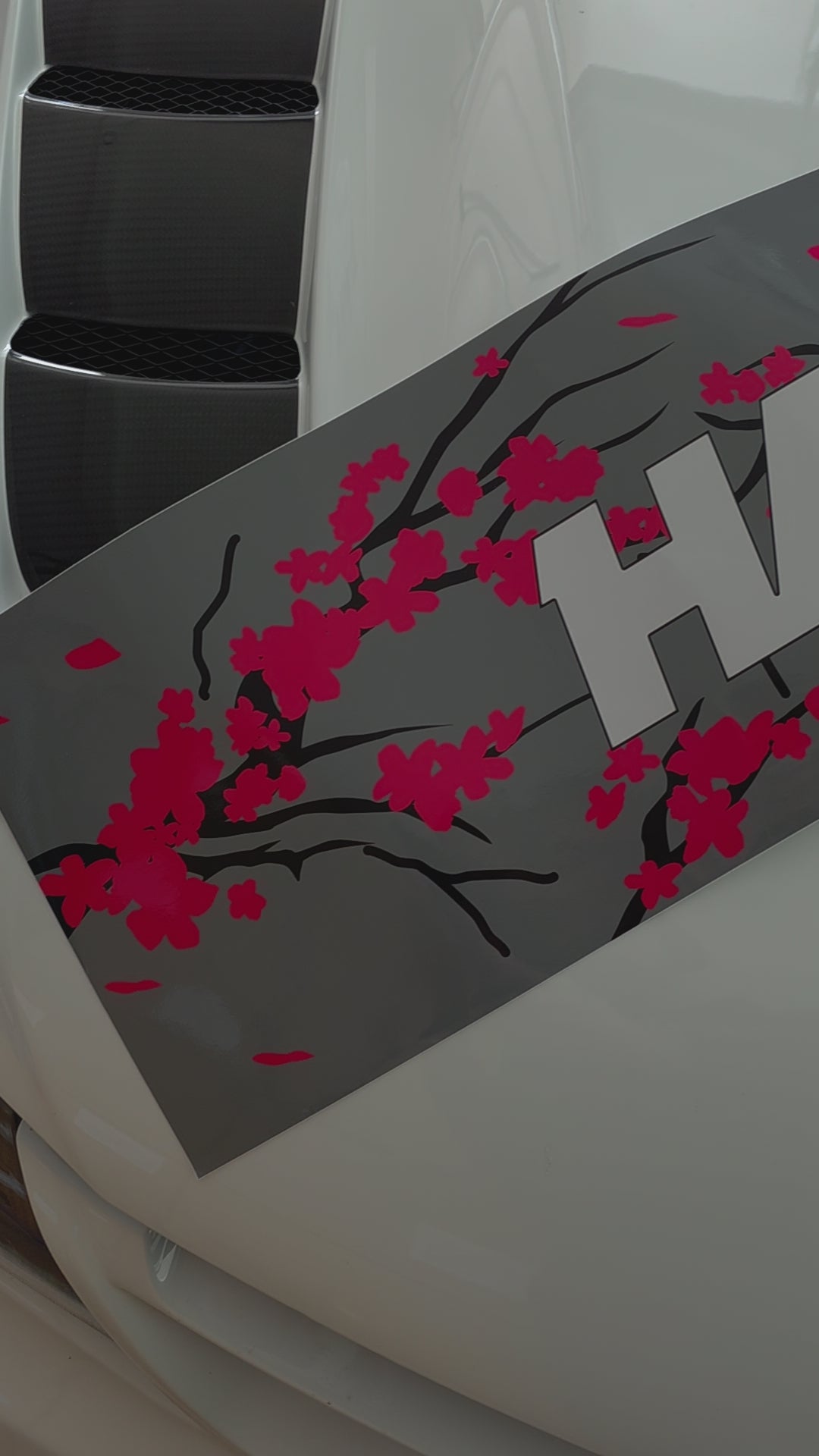 Windshield Banner - Cherry Blossoms Grey 60" (Air Release)