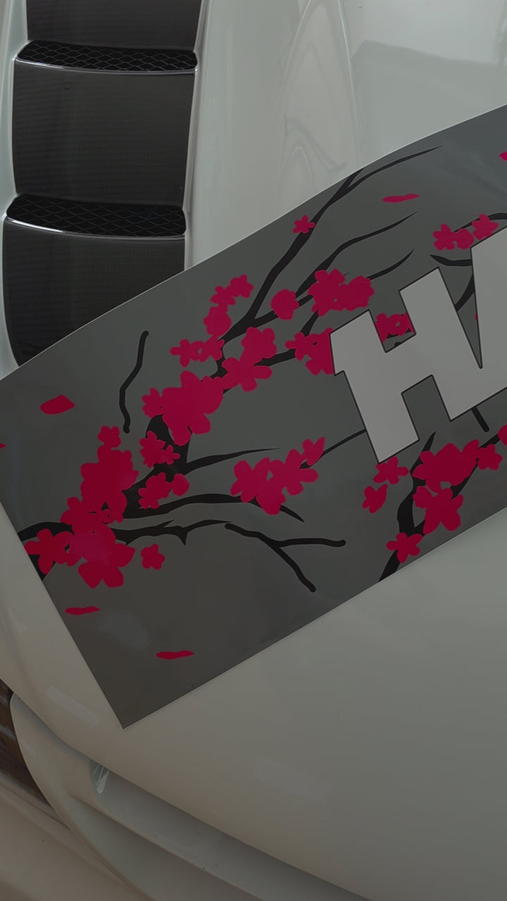 Windshield Banner - Cherry Blossoms Grey 60" (Air Release)