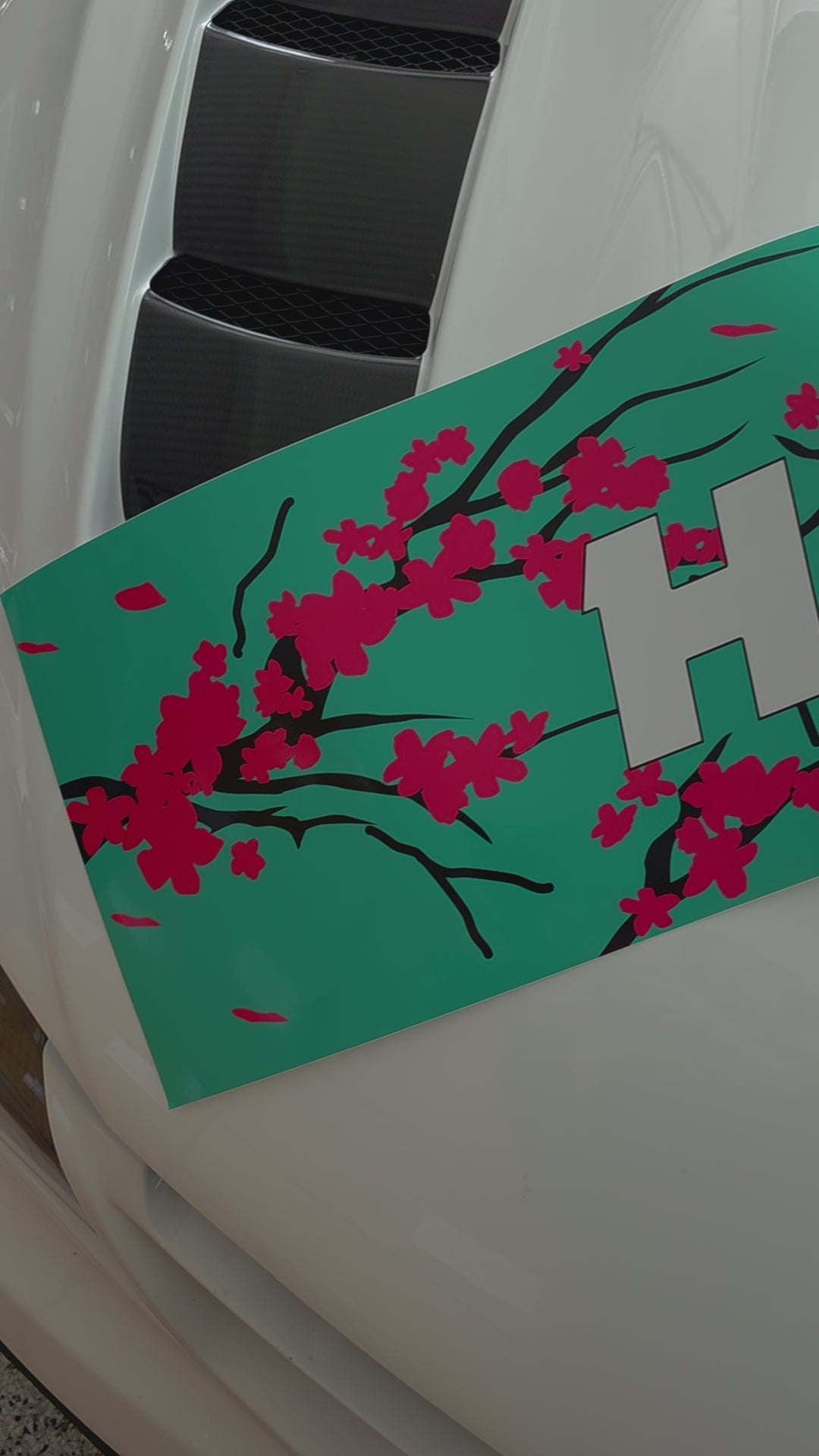 Windshield Banner - Cherry Blossoms Teal 60" (Air Release)