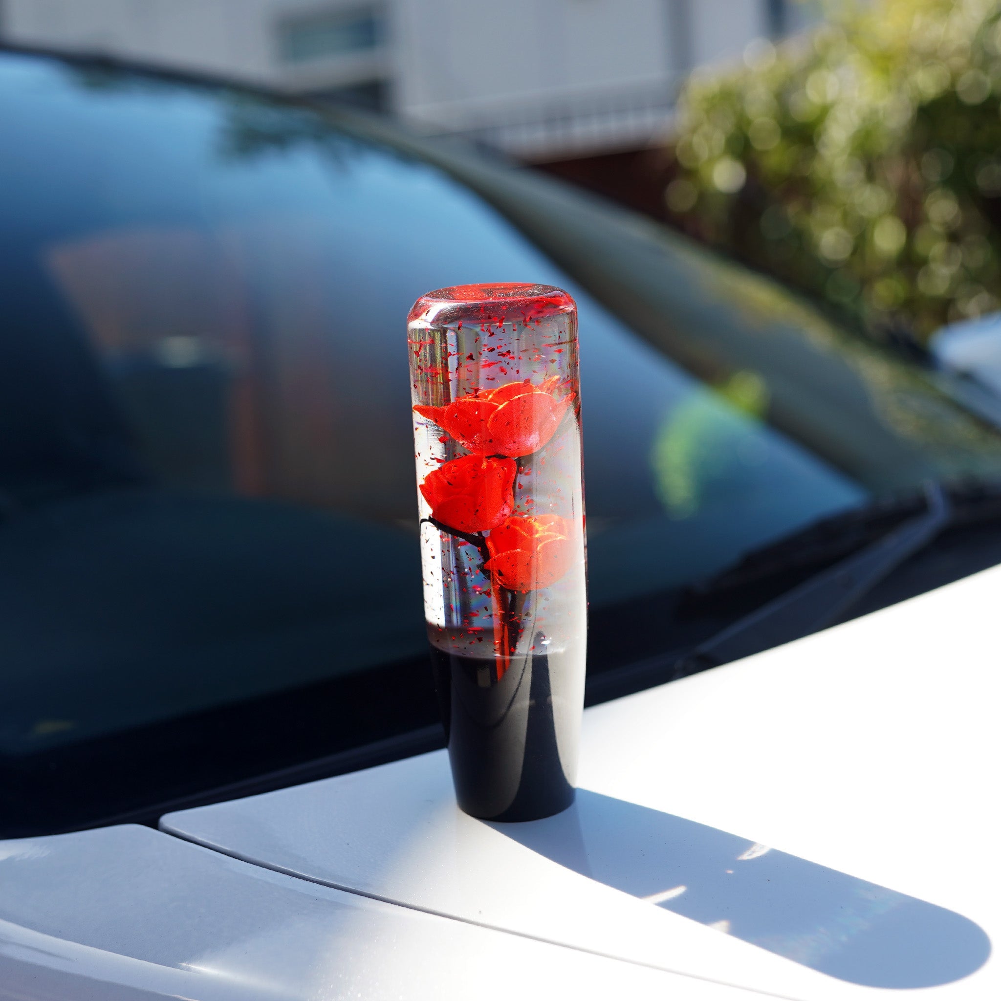 ボンボネロ　Rose Wild ガラスフィン Shift Knob - Sparkling Roses (Red) – Happy Endings