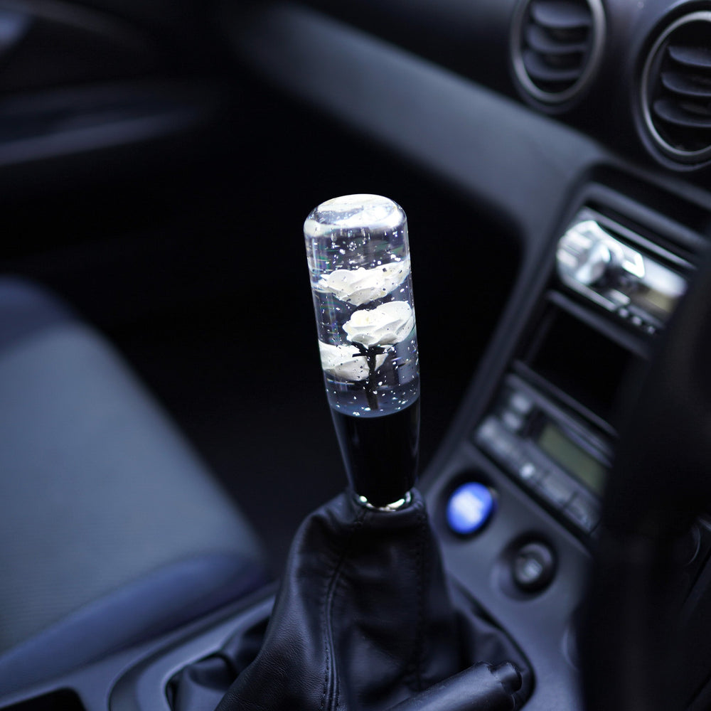 Shift Knob - Sparkling Roses (White) - Happy Endings - Automotive & Lifestyle Brand