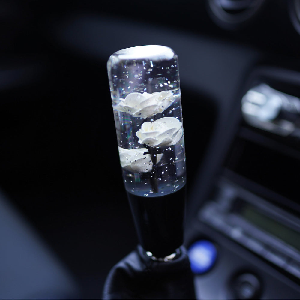 Shift Knob - Sparkling Roses (White) - Happy Endings - Automotive & Lifestyle Brand