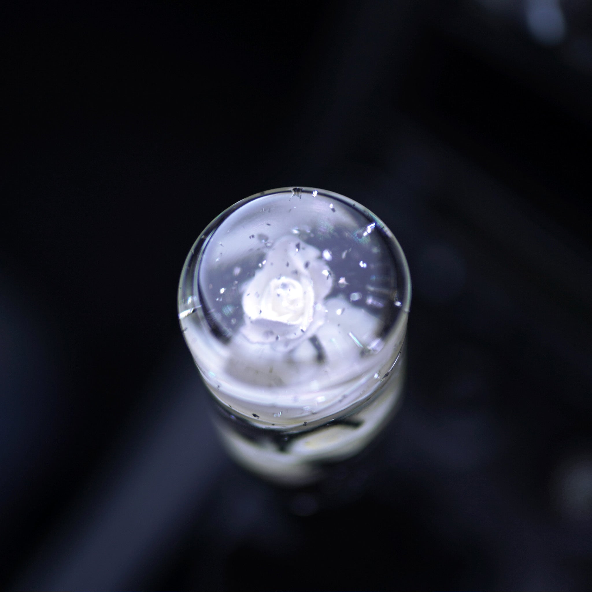 Happy Endings 6-inch White Rose Sparkle Resin Shift Knob