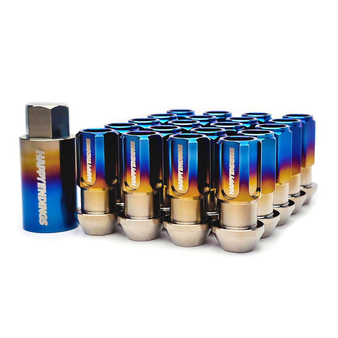 Titanium - Open Ended Burnt Lug Nuts (M12) - Happy Endings - Automotive & Lifestyle Brand