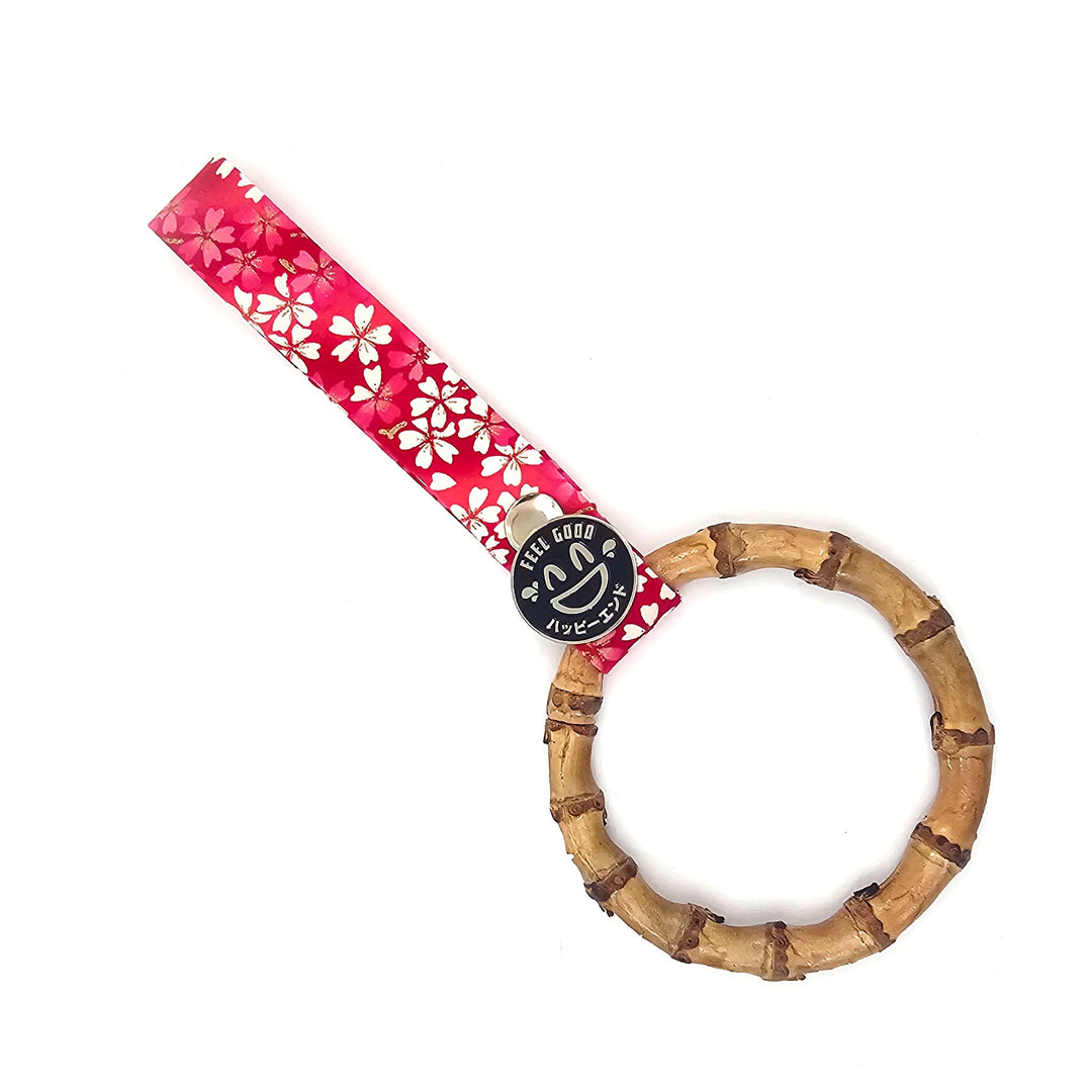 Tsurikawa - Bamboo (Pink Floral Strap) - Happy Endings - Automotive & Lifestyle Brand