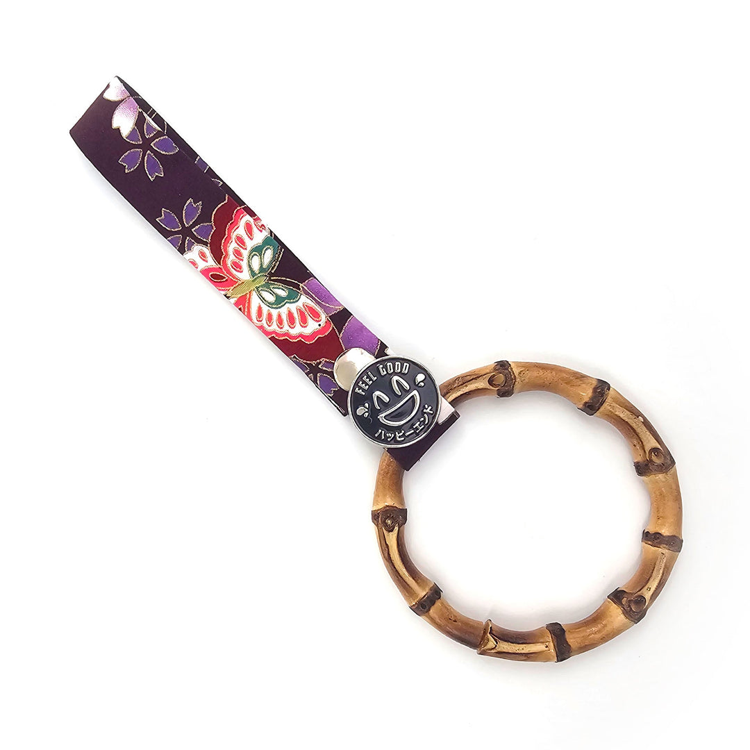 Tsurikawa - Bamboo (Purple Floral Strap) - Happy Endings - Automotive & Lifestyle Brand