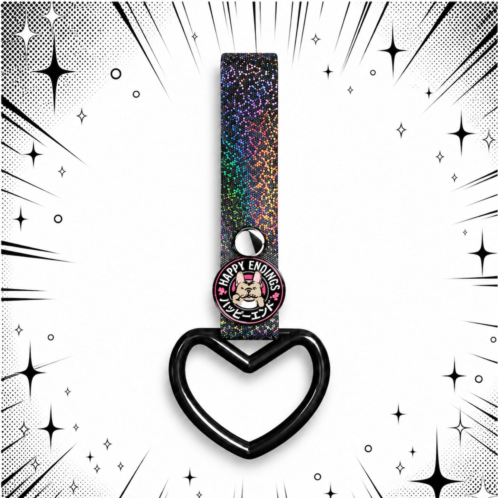 Tsurikawa - Black Heart (Black Glitter Strap) | Happy Endings
