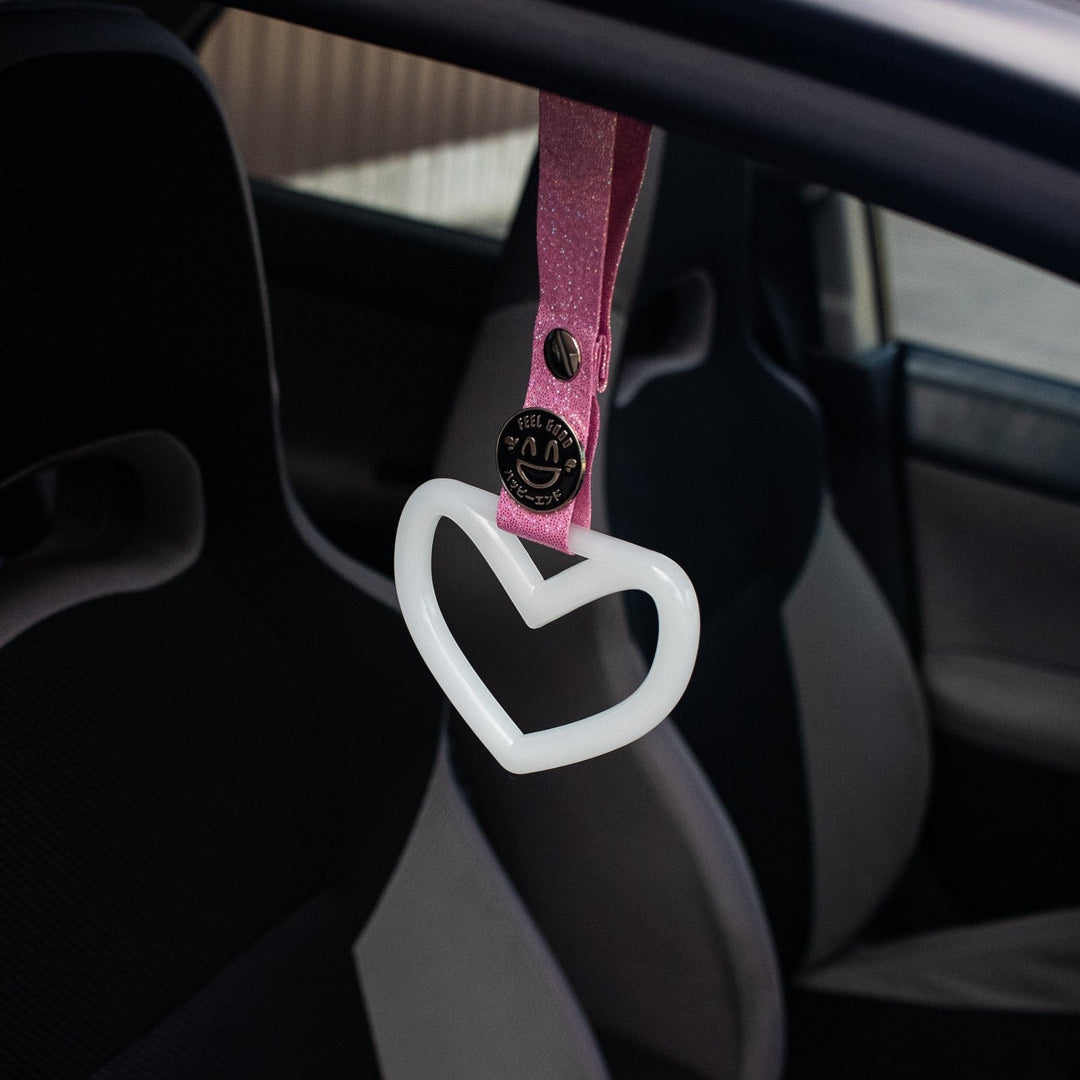 Tsurikawa - Glow in the Dark Heart (Pink Glitter Strap) - Happy Endings - Automotive & Lifestyle Brand