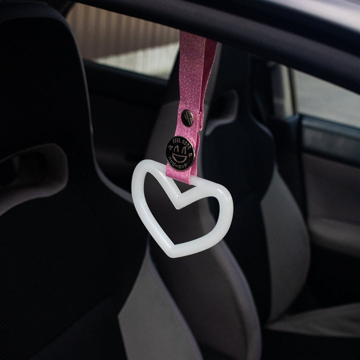 Tsurikawa - Glow in the Dark Heart (Pink Glitter Strap) - Happy Endings - Automotive & Lifestyle Brand