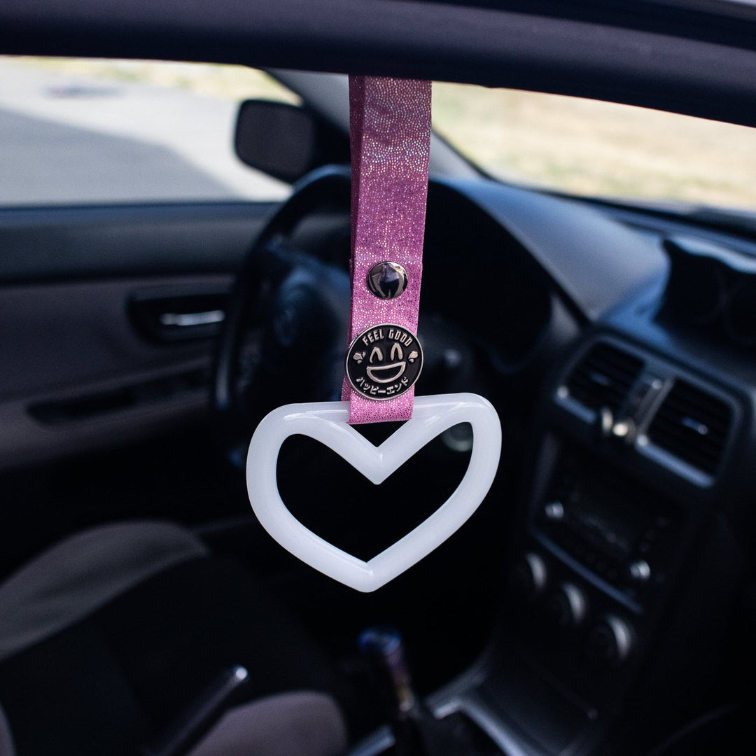 Tsurikawa - Glow in the Dark Heart (Pink Glitter Strap) - Happy Endings - Automotive & Lifestyle Brand