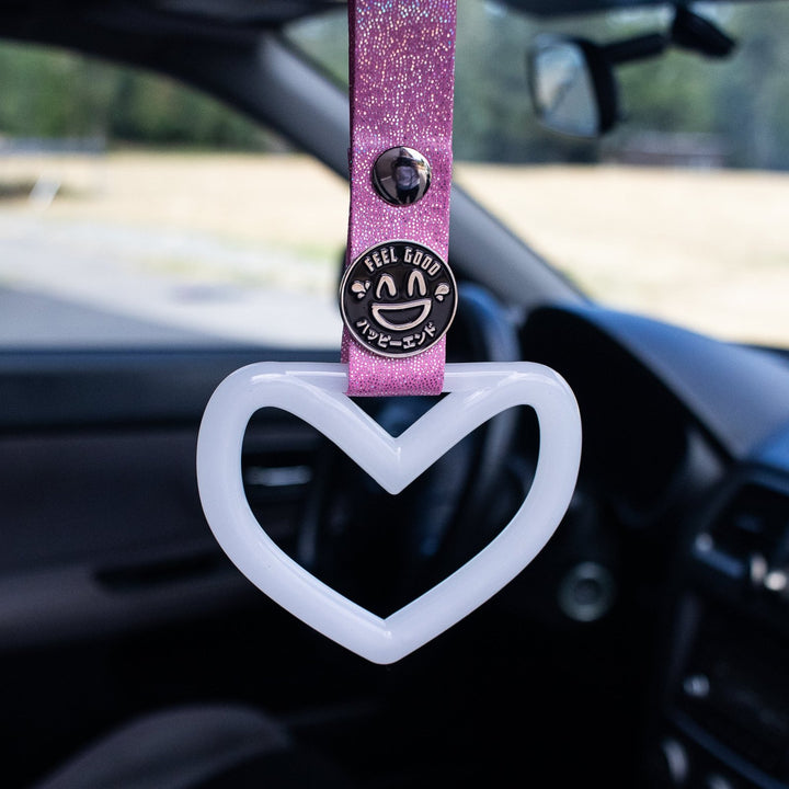 Tsurikawa - Glow in the Dark Heart (Pink Glitter Strap) - Happy Endings - Automotive & Lifestyle Brand
