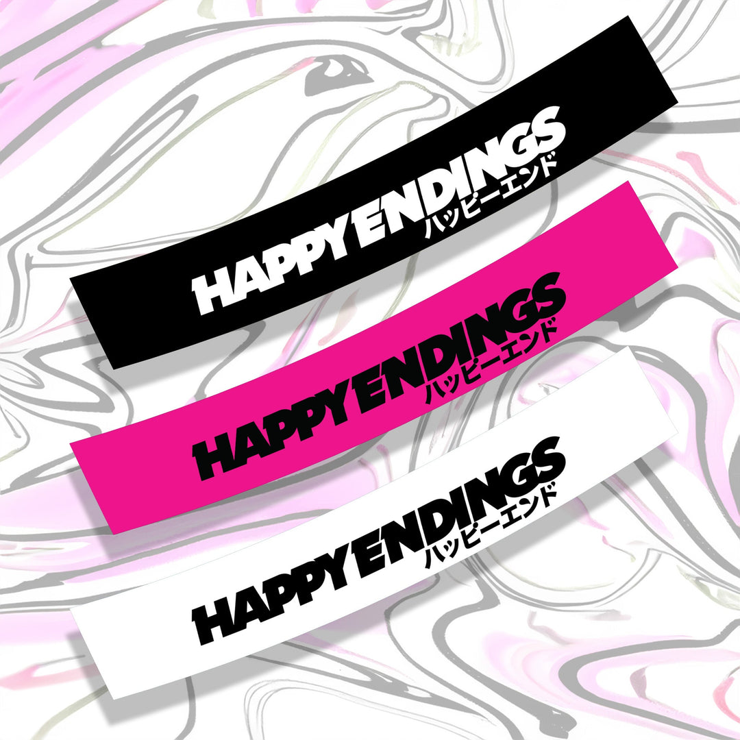 Windshield Banner - Block Edition 60" (Air Release) - Happy Endings - Automotive & Lifestyle Brand