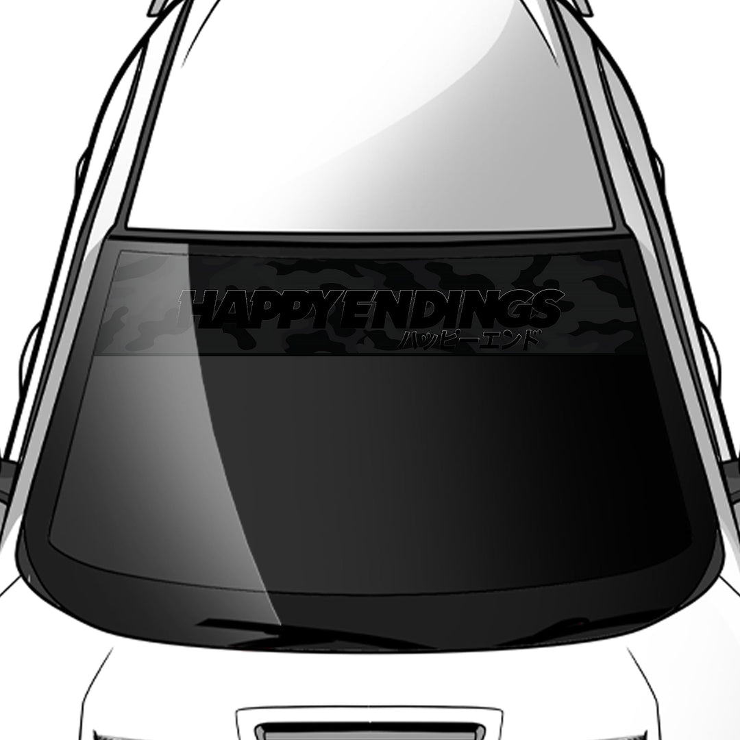 Windshield Banner - Camo Ghosted Black 60" (Air Release) - Happy Endings - Au...