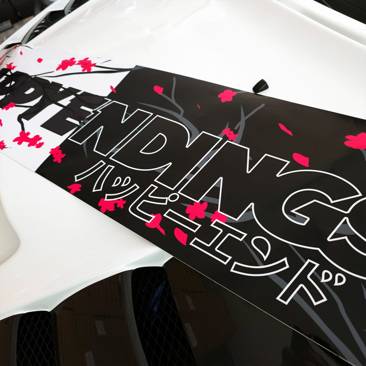Windshield Banner - Cherry Blossoms 50/50 Edition 60" (Air Release) - Happy Endings - Automotive & Lifestyle Brand