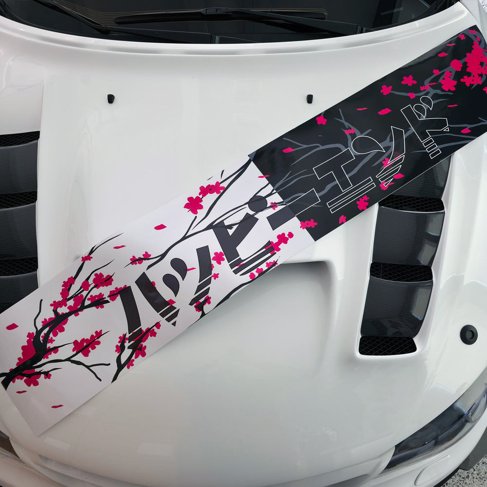 Windshield Banner - Cherry Blossoms 50/50 Japanese Edition 60" (Air Release) - Happy Endings - Automotive & Lifestyle Brand