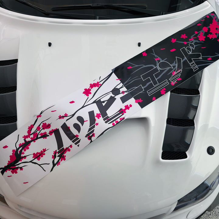 Windshield Banner - Cherry Blossoms 50/50 Japanese Edition 60" (Air Release) - Happy Endings - Automotive & Lifestyle Brand