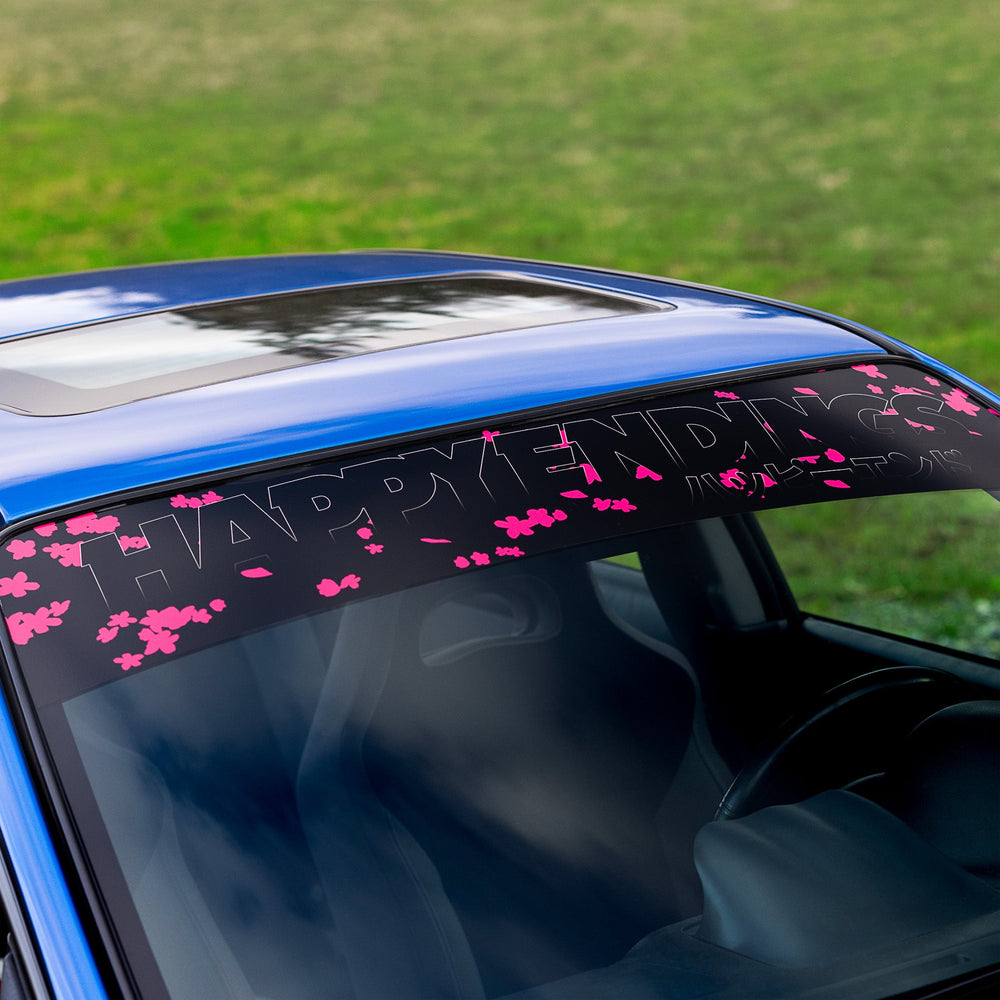 Windshield Banner - Cherry Blossoms Ghosted Edition 60" (Air Release) - Happy Endings - Automotive & Lifestyle Brand