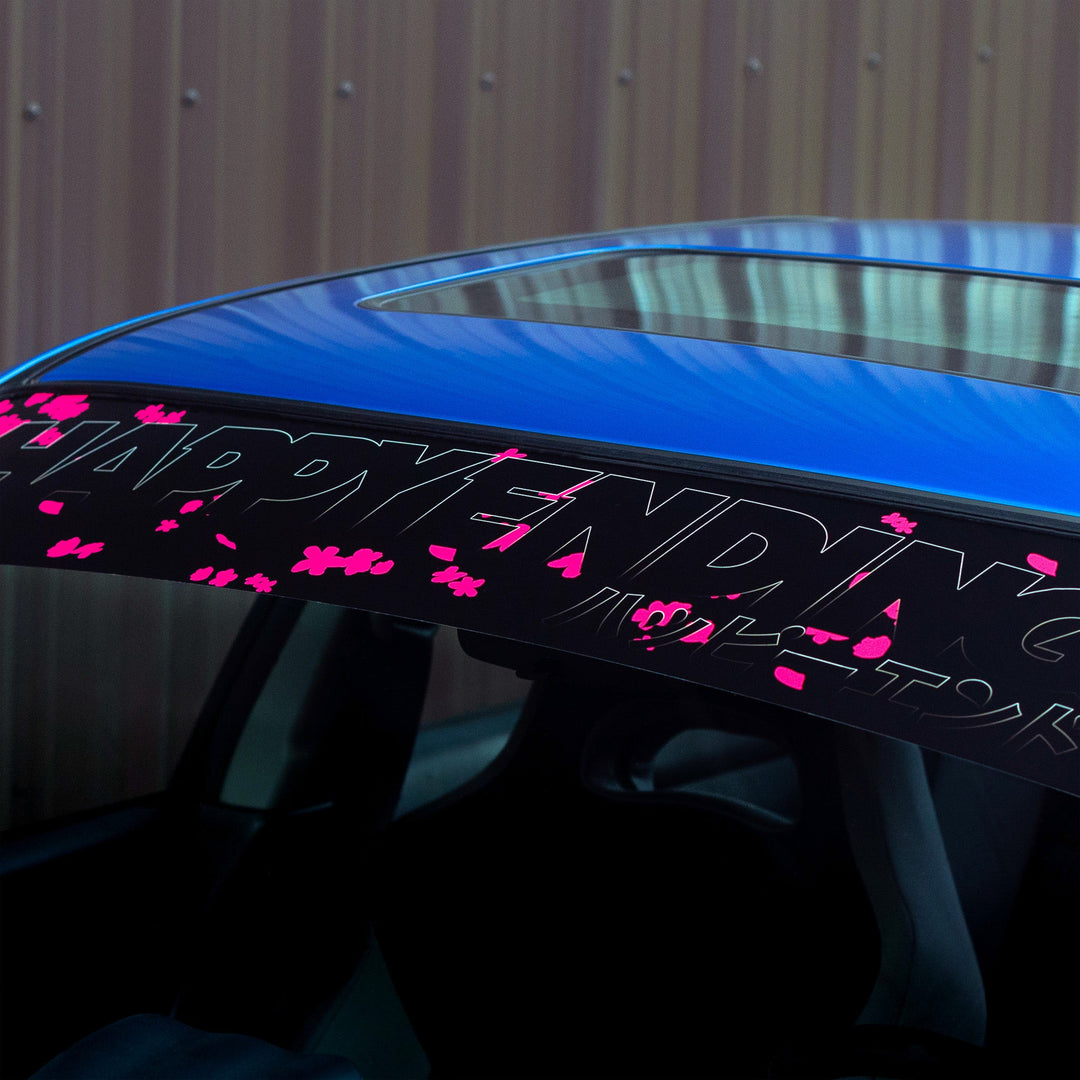 Windshield Banner - Cherry Blossoms Ghosted Edition 60" (Air Release) - Happy Endings - Automotive & Lifestyle Brand