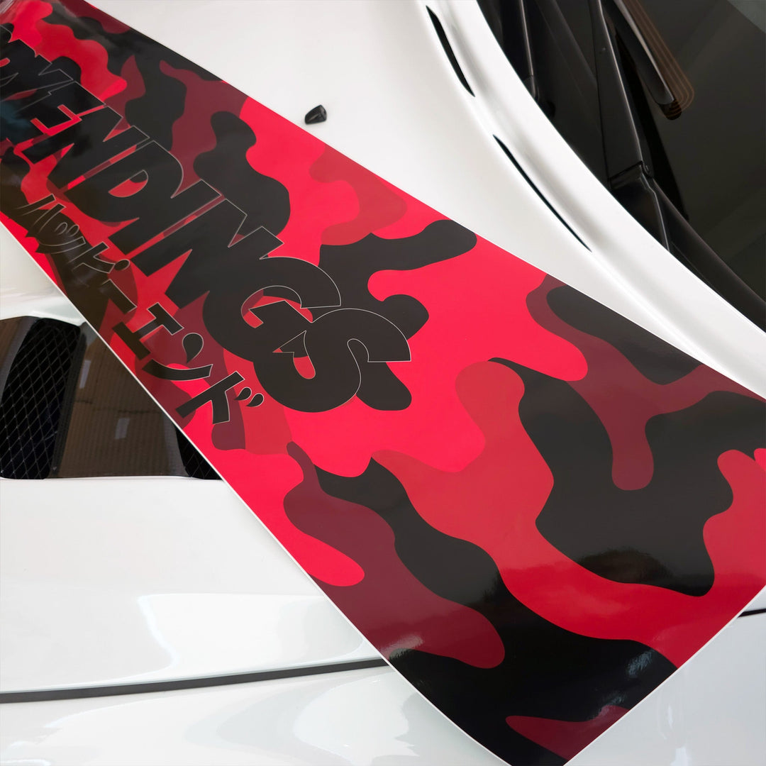 Windshield Banner - Cherry Blossoms Ghosted Red Edition 60" (Air Release) - Happy Endings - Automotive & Lifestyle Brand