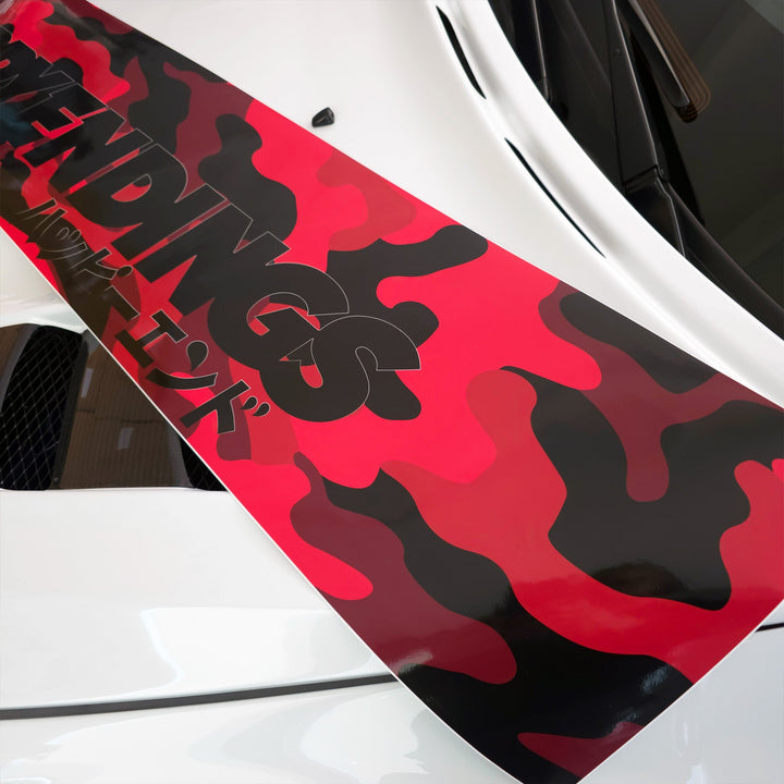 Windshield Banner - Cherry Blossoms Ghosted Red Edition 60" (Air Release) - Happy Endings - Automotive & Lifestyle Brand